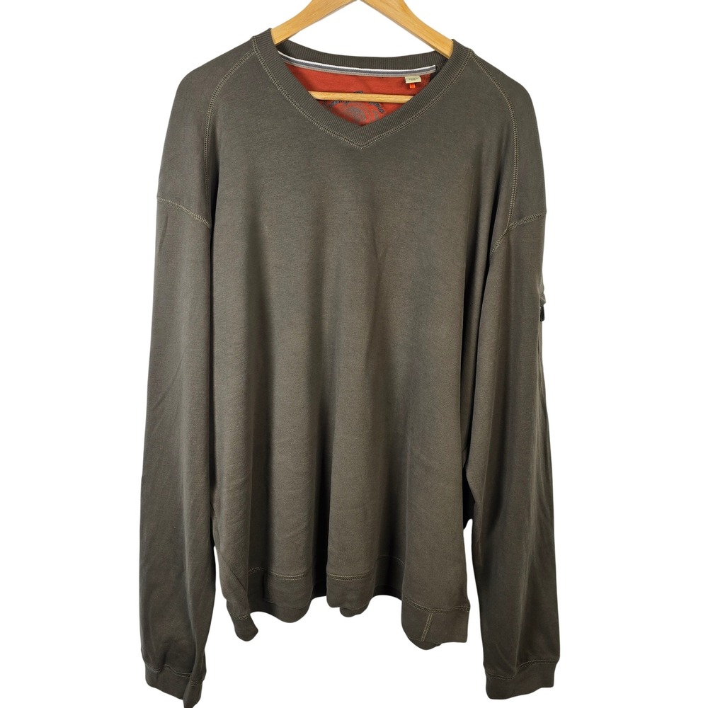 Tommy Bahama Mens‎ XXL V Neck Long Sleeve Sweater 100% Pima Cotton Olive Green